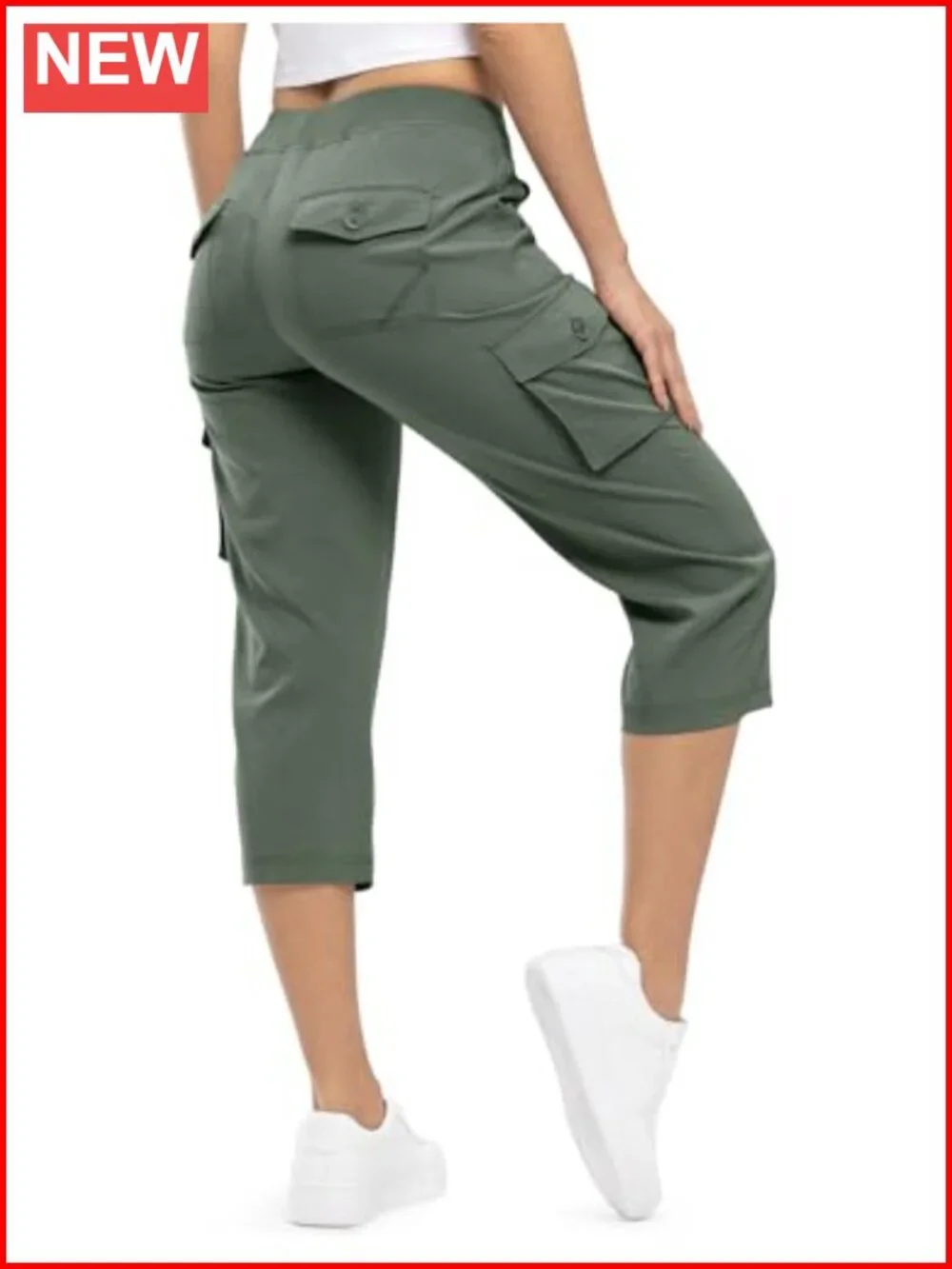 Womens Cargo Capris Lightweight Hiking Pants 6 Pockets Quick Dry Loose Shorts